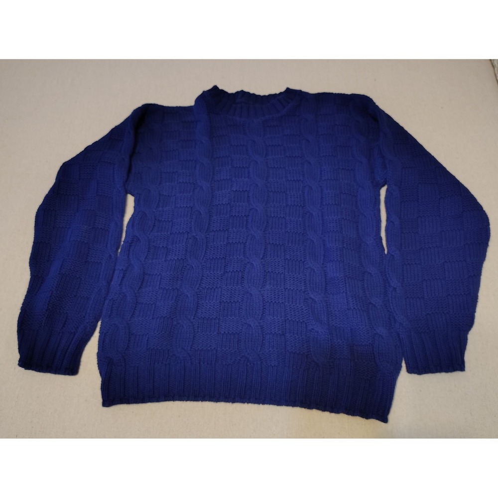 Women's Hunt Club Royal Blue Cable Knit Cotton Sweater Size Small Made in USA HH - Picture 1 of 6